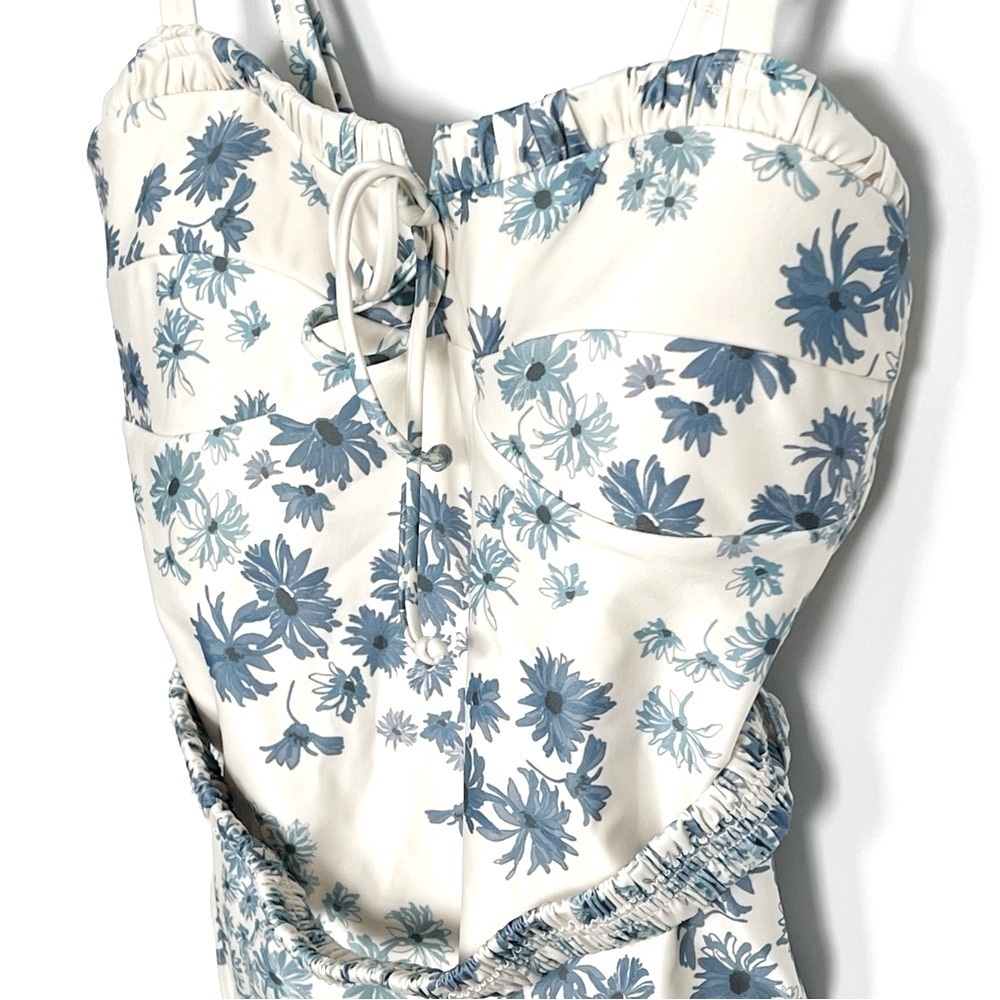 Peony Vacation Ruched Trim One Piece Swimsuit Belted AUS 10 US 6 - Picture 8 of 13